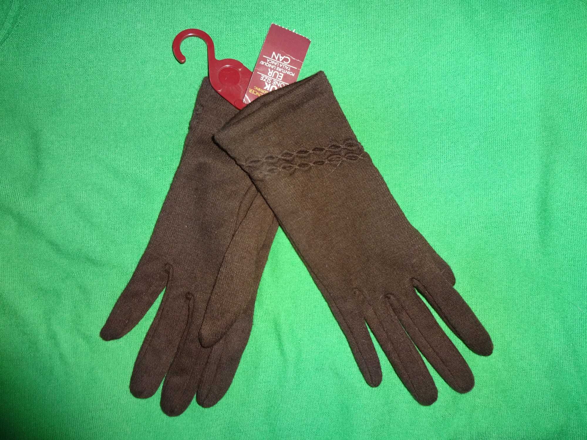 Marks & Spencer ciemno brązowe eleganckie cieńkie rękawiczki One Size