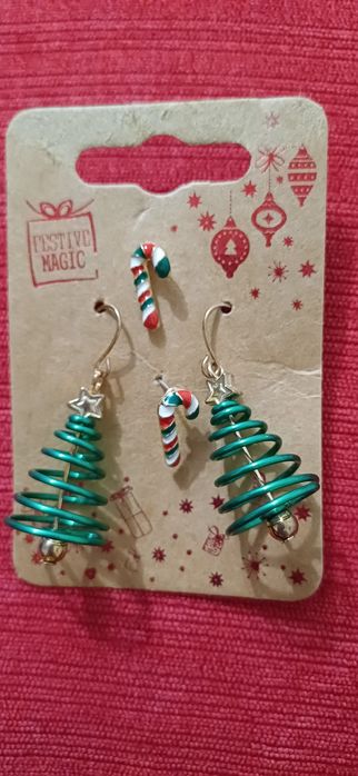 Набор сережек-подвесок с рождественской тематикой