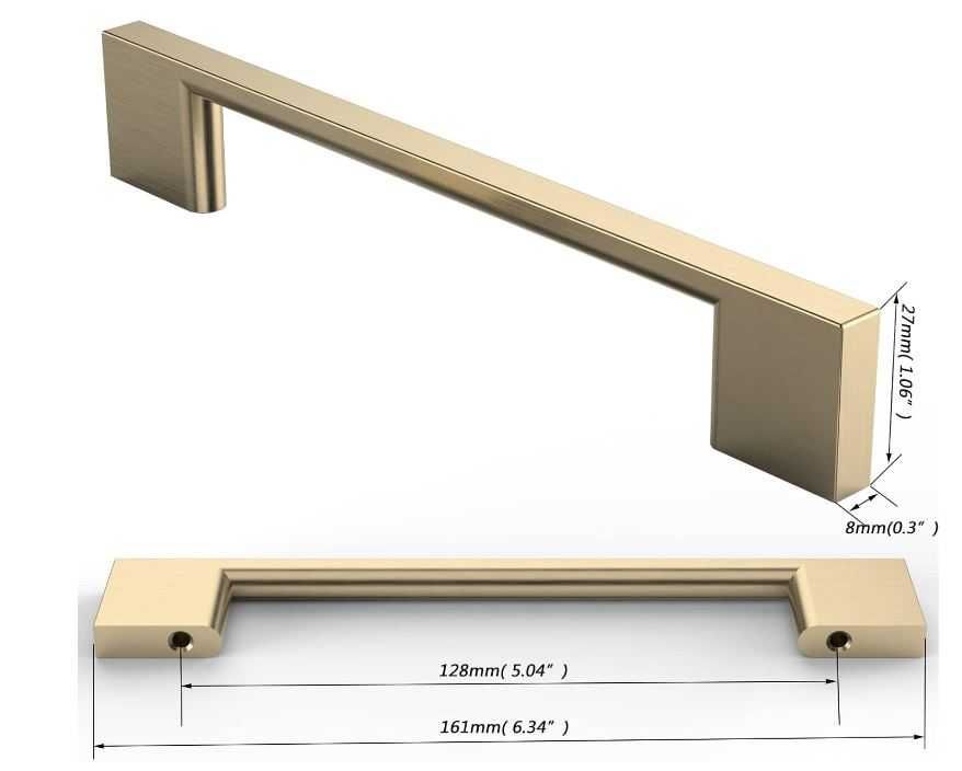 5x Furniware Uchwyt Meblowy Szczotkowana Stal Nierdzewna Złote