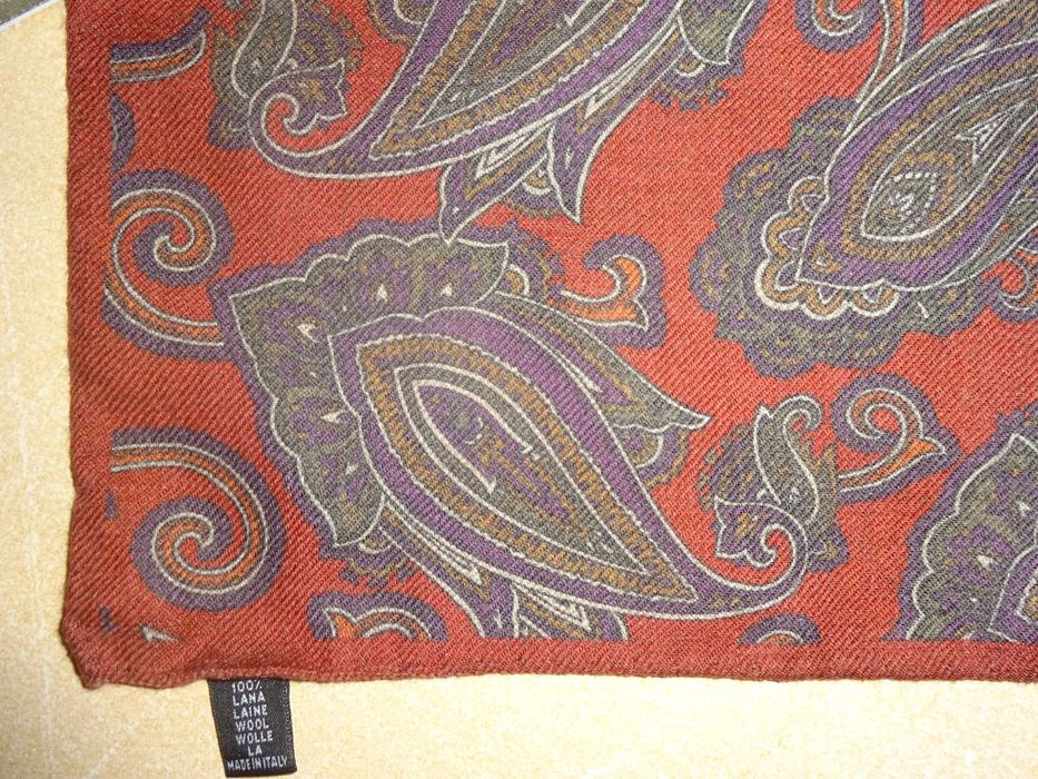 100% WOOL made in Italy wełniana poszetka butonierka wypustka paisley