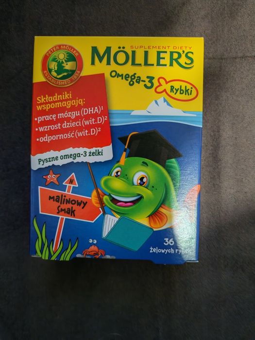 Moller's Omega-3 Rybki malinowe 36 szt.- 4 sztuki