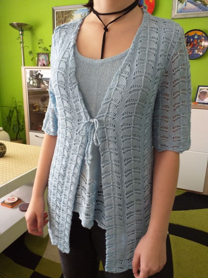 KAILAS - NOWY sweter sweterek błękitny bliźniak ażurkowy Rozm. L