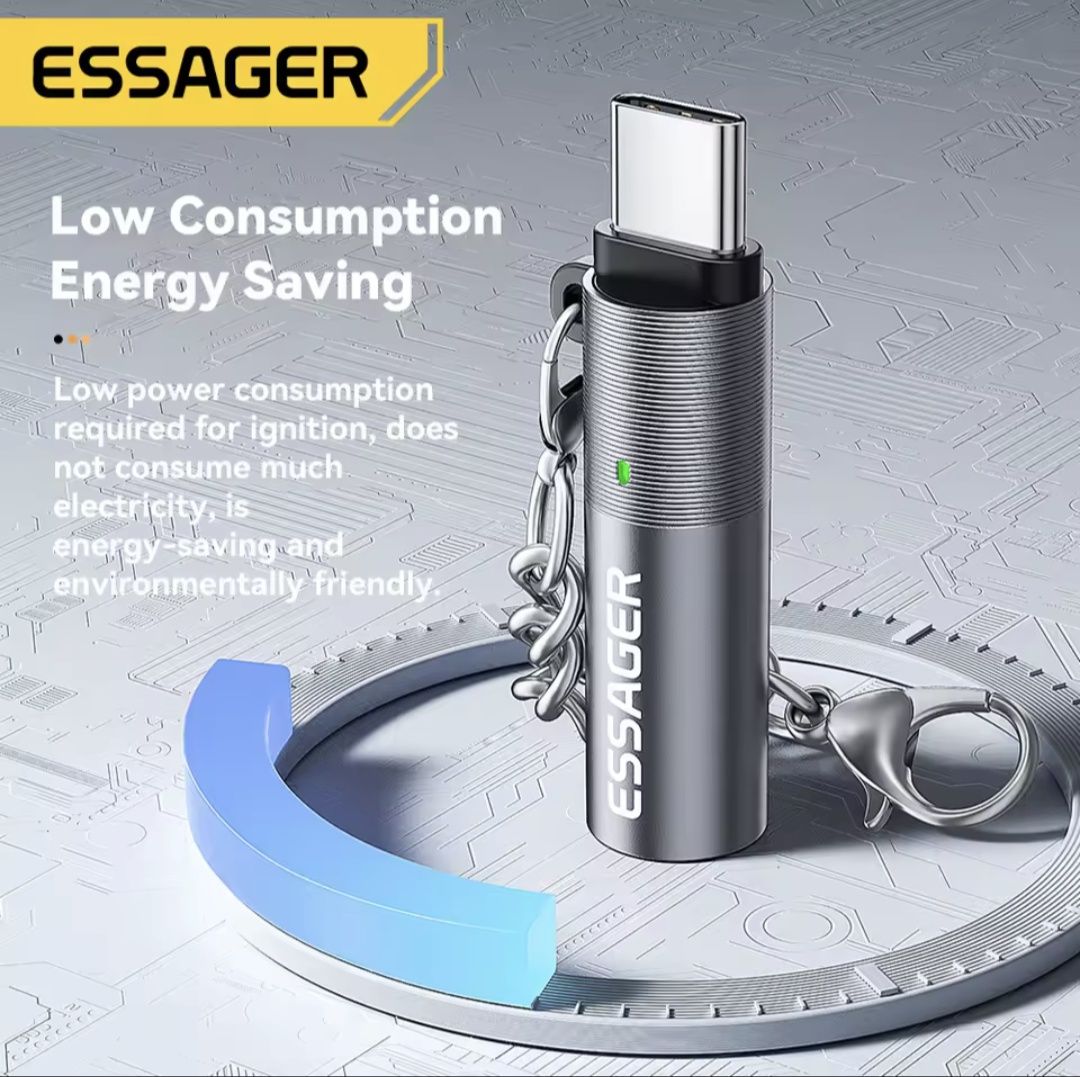 Портативний прикурювач Essager USB-C Mini Cigarette Lighter Grey