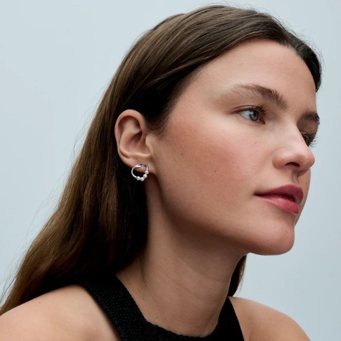 Сережки Pandora з перлинами. Сережки-пусети Пандора