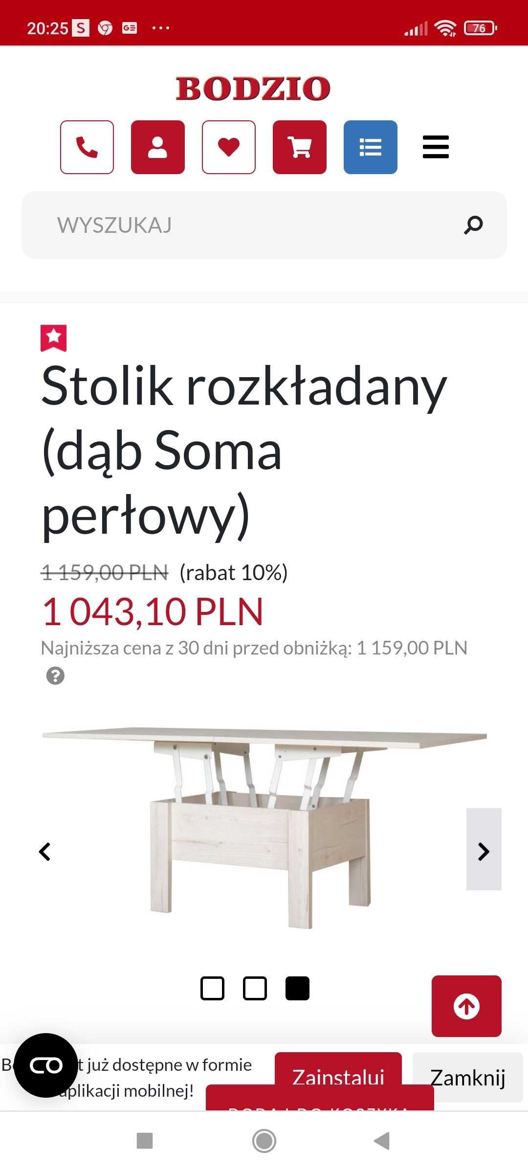 Stolik rozkładany