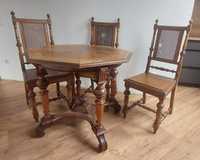 Komplet -  stół i 3 krzesła, antyki , meble , krzesło