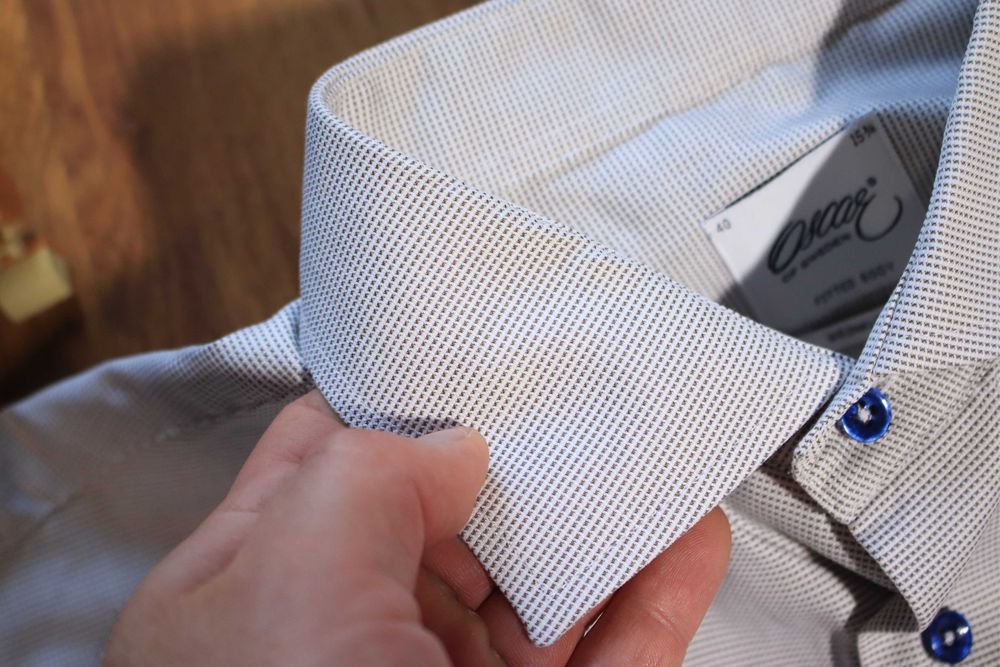 Koszula Oscar r. 40 szara męska dł rękaw bawełniana elegancka