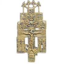 Крест в эмалях,с херувимами-"Малая лопата"-19 век-в отличном сохране