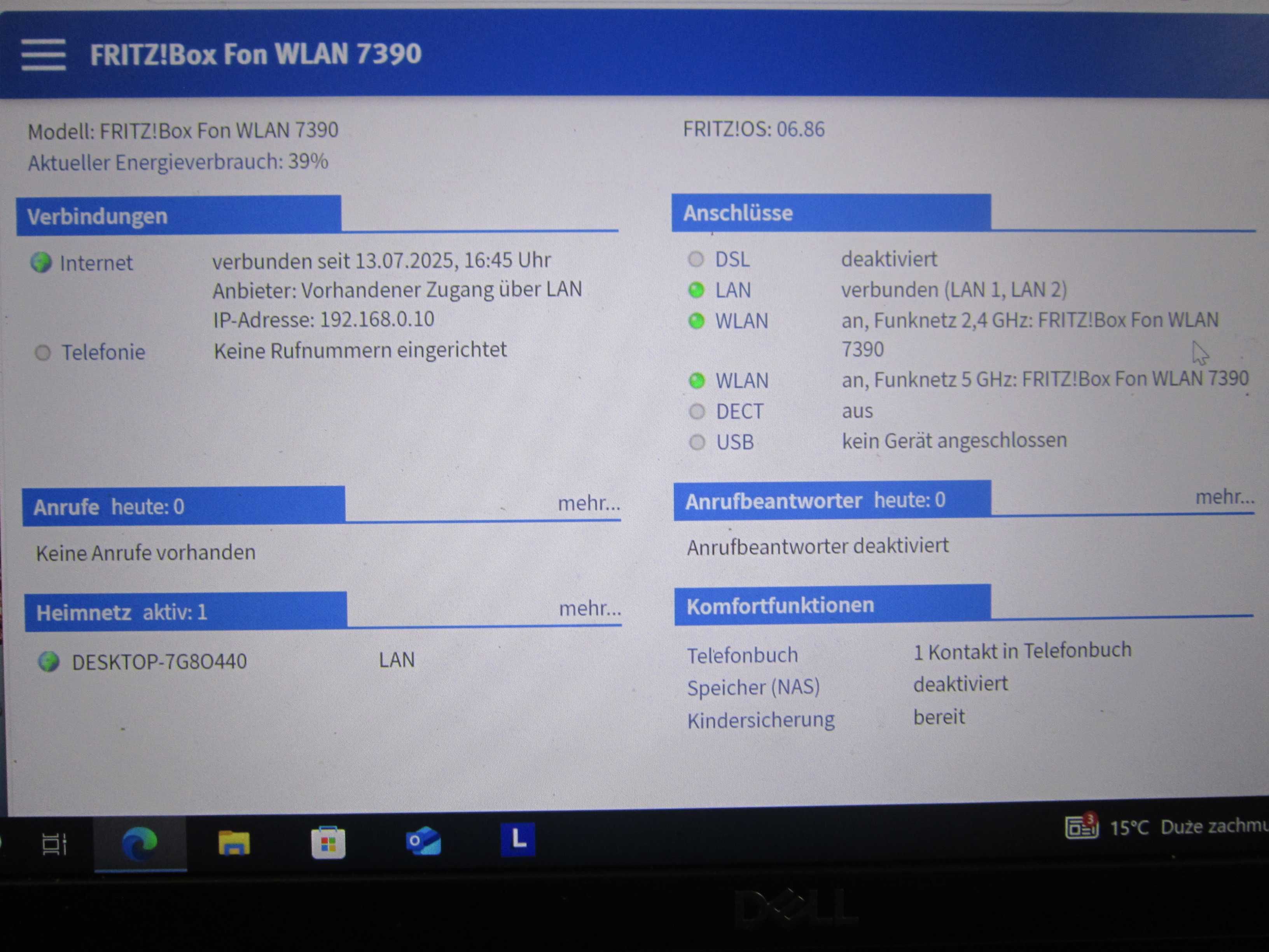 Router Fritz!Box 7390 wer niem 802.11n Wi-Fi 4 AccessP Bridge Repeater