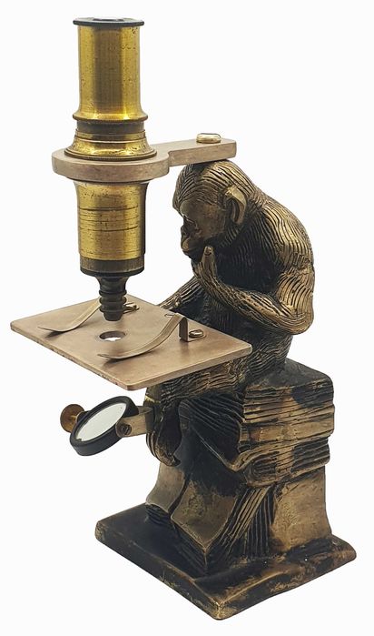 Brass reproduction of a “monkey microscope”