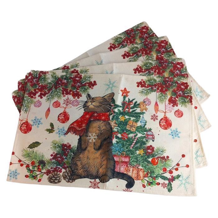 Podkładki świąteczne na stół pod talerze Kot