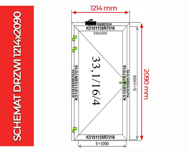 Drzwi Sklepowe NA WYMIAR Wejściowe Domowe ALUMINIOWE 1214 x 2090 mm