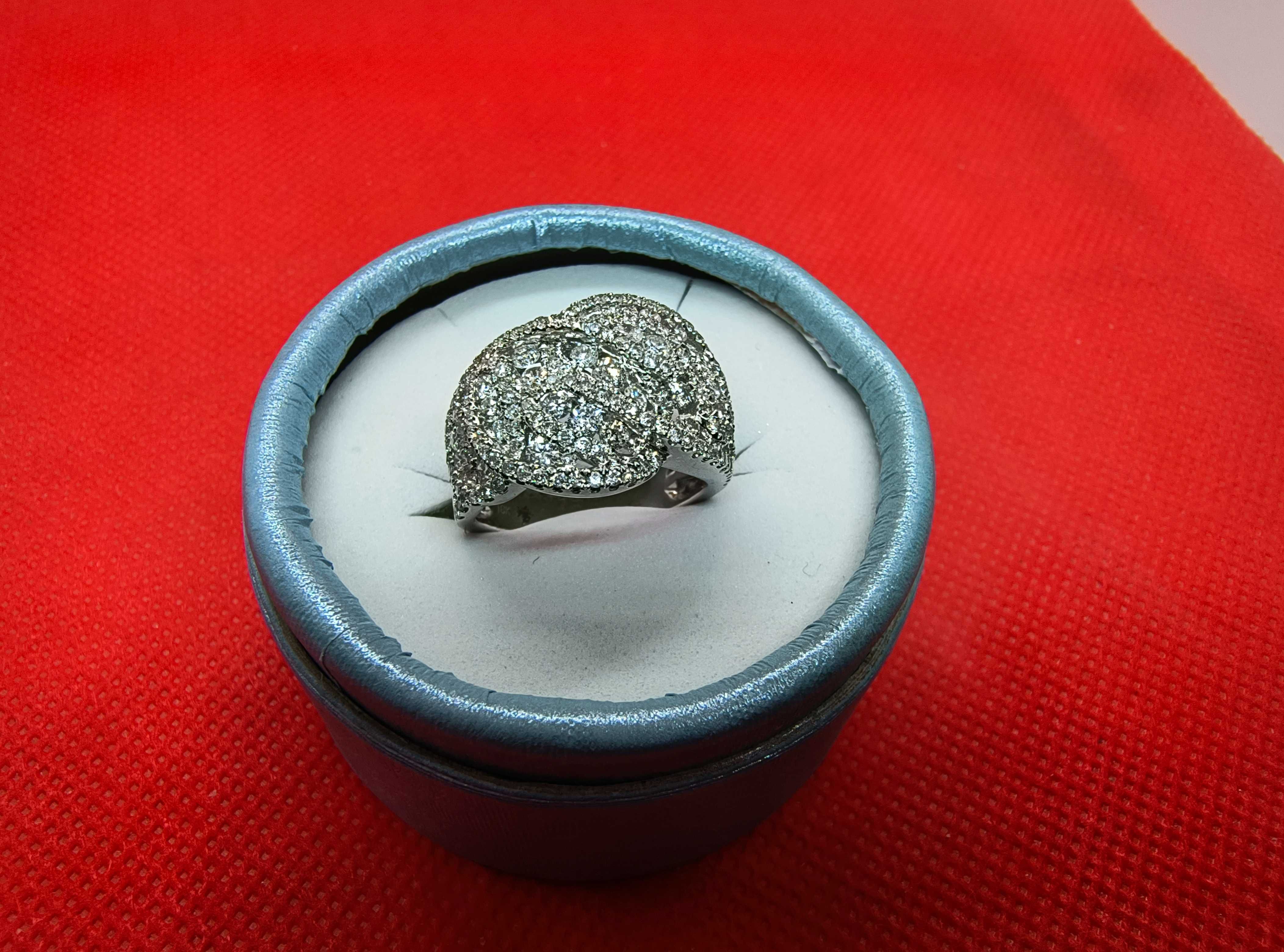 Złoty pierścionek z brylantami 1.75ct 18k certyfikat