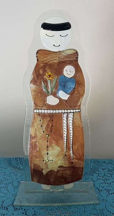 Escultura em vidro de Santo Antonio