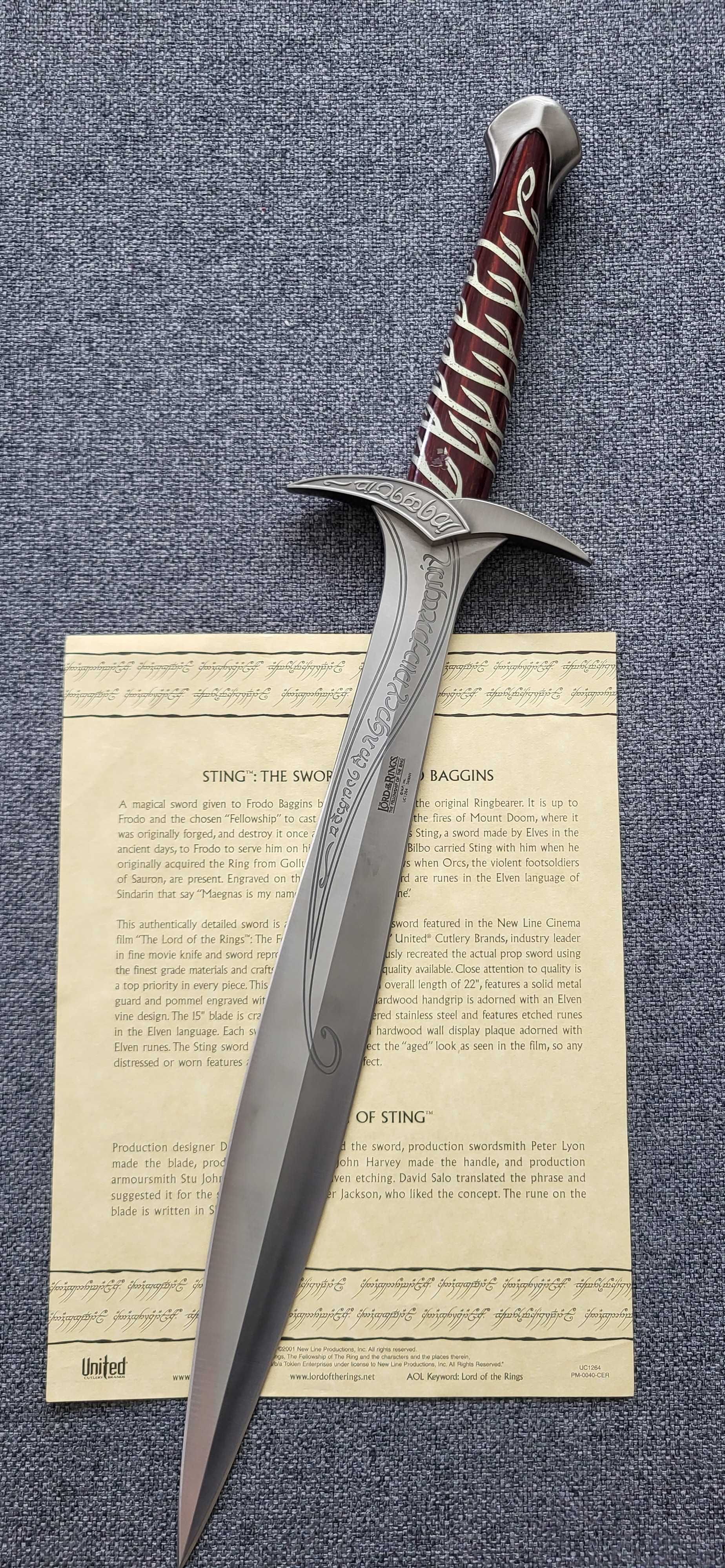 Replika Żądło miecz Frodo z filmu Władca Pierścieni LOTR Sting Sword