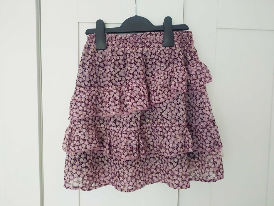 Spódnica damska xs s fioletowa z falbankami