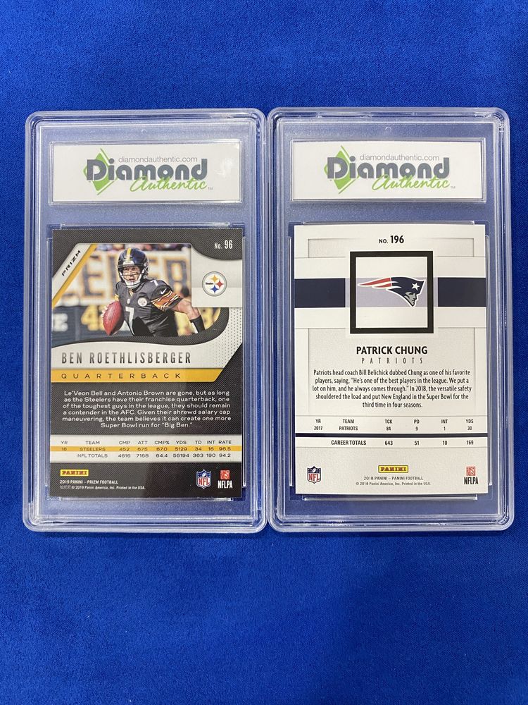 Panini Prizm Green Ben Roethlisberger Panini Patrick Chung Cartas