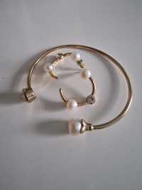 Zestaw komplet bransoletka + kolczyki perły