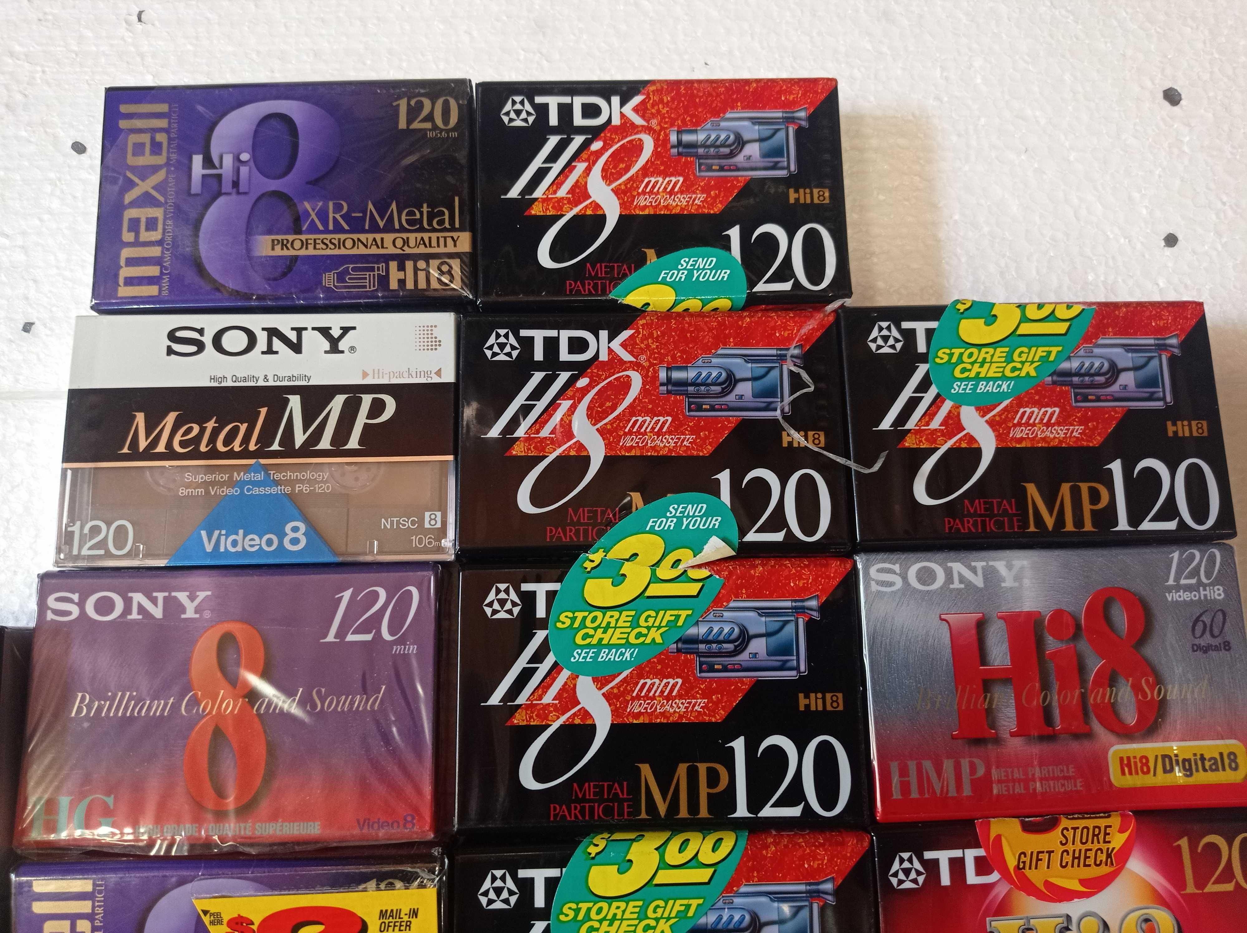Kasety 8 mm VHSC + Hi8 - 28 sztuk - Sony, TDK, Maxell, Fuji - NOWE.