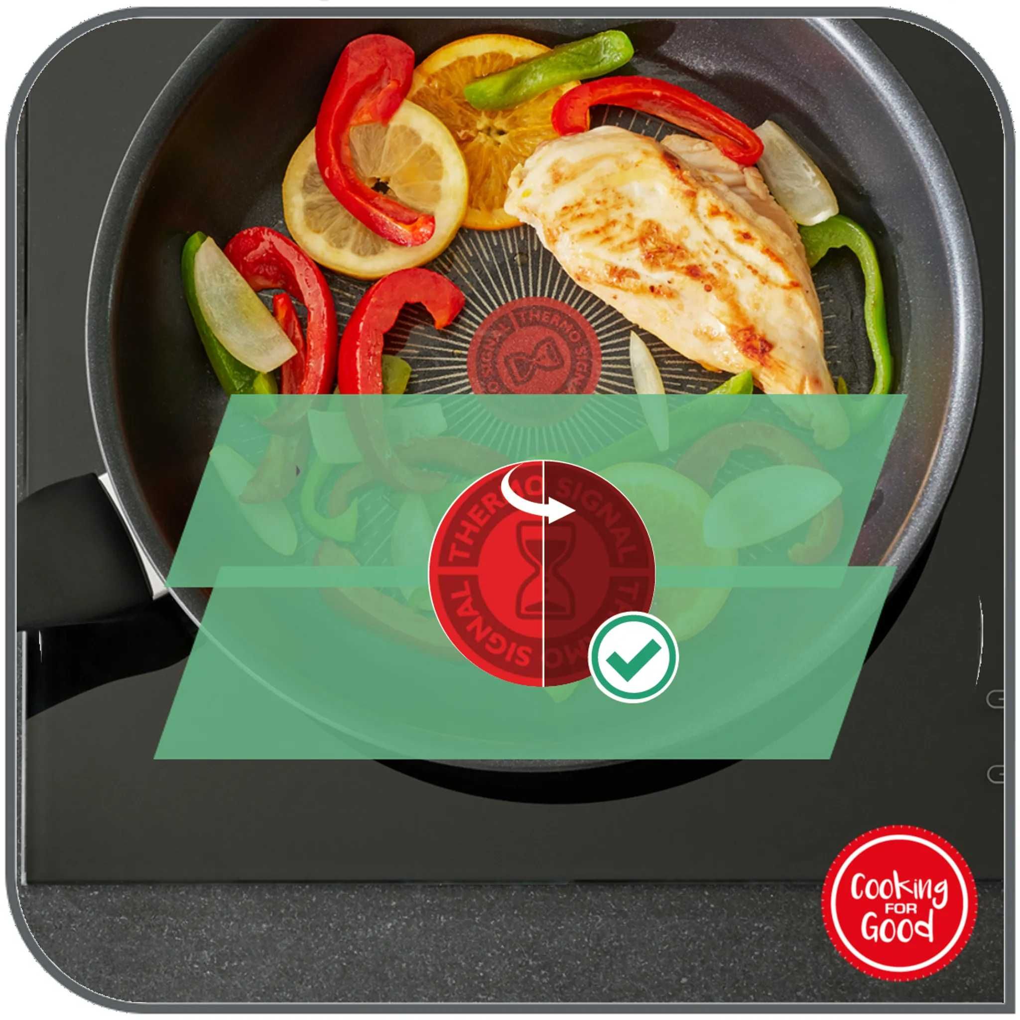 Duża ciężka solidna patelnia wok Tefal 28cm G28919