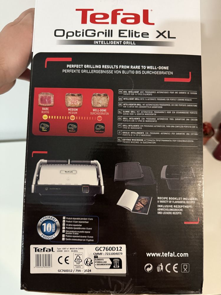 Гриль-барбекю електричний Tefal Optigrill Elite XL GC760D30