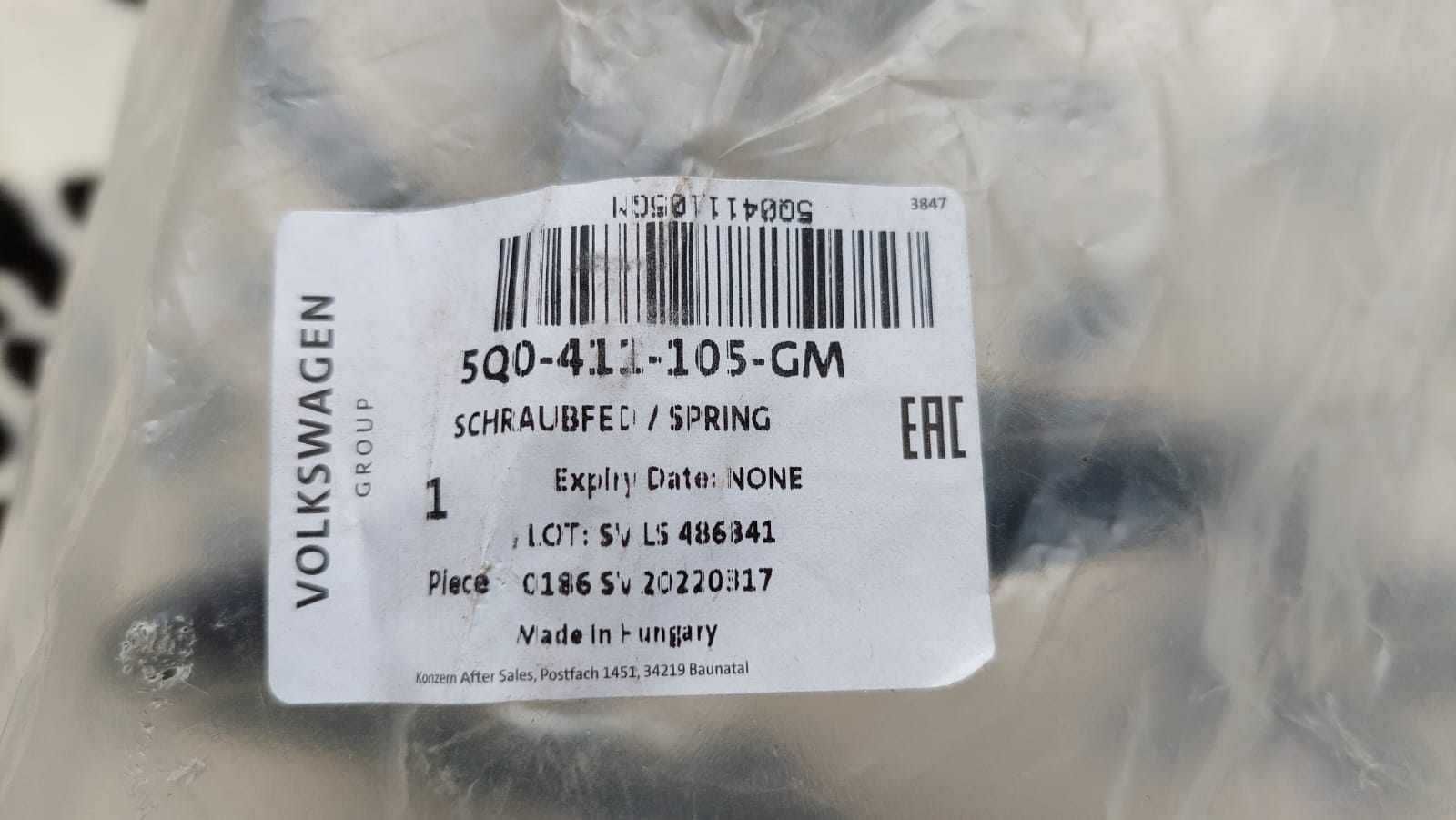 Sprężyna śrubowa VW oryginalna NOWA