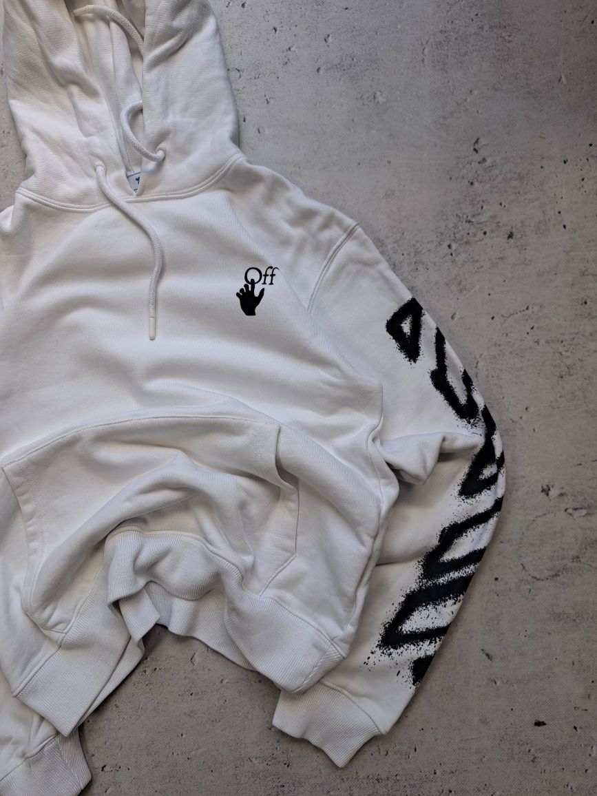 Off White bluza hoodie biała męska z kapturem M  swag hip hop