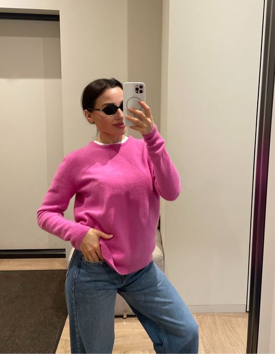 100 % кашемір брендовий светр cтиль cos рожевий Onesize стиль