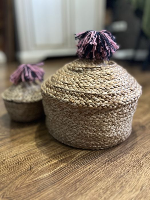 Набір джутових кошиків з кришками ціна за все