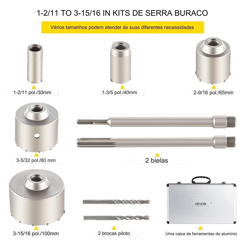 Conjunto de Brocas de Serra de Furo  - SDS Plus