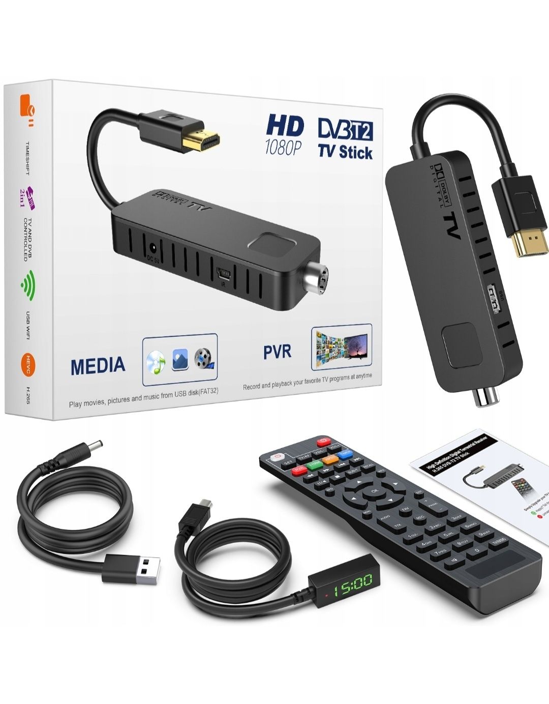 Tuner dekoder dvbt2 hevc mini stick tv