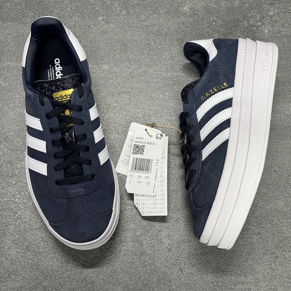 Шкіряні сині кросівки Adidas Gazelle JQ7405 ОРИГІНАЛ 100% 38.5 р