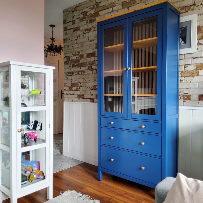 Kredens drewniany witryna ikea hemnes leksvik regal szafa komoda