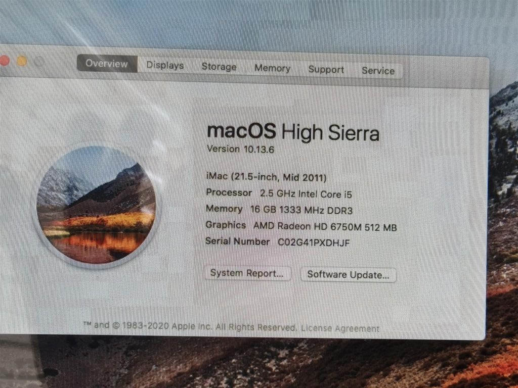 IMac 21.5 dane na zdjeciu