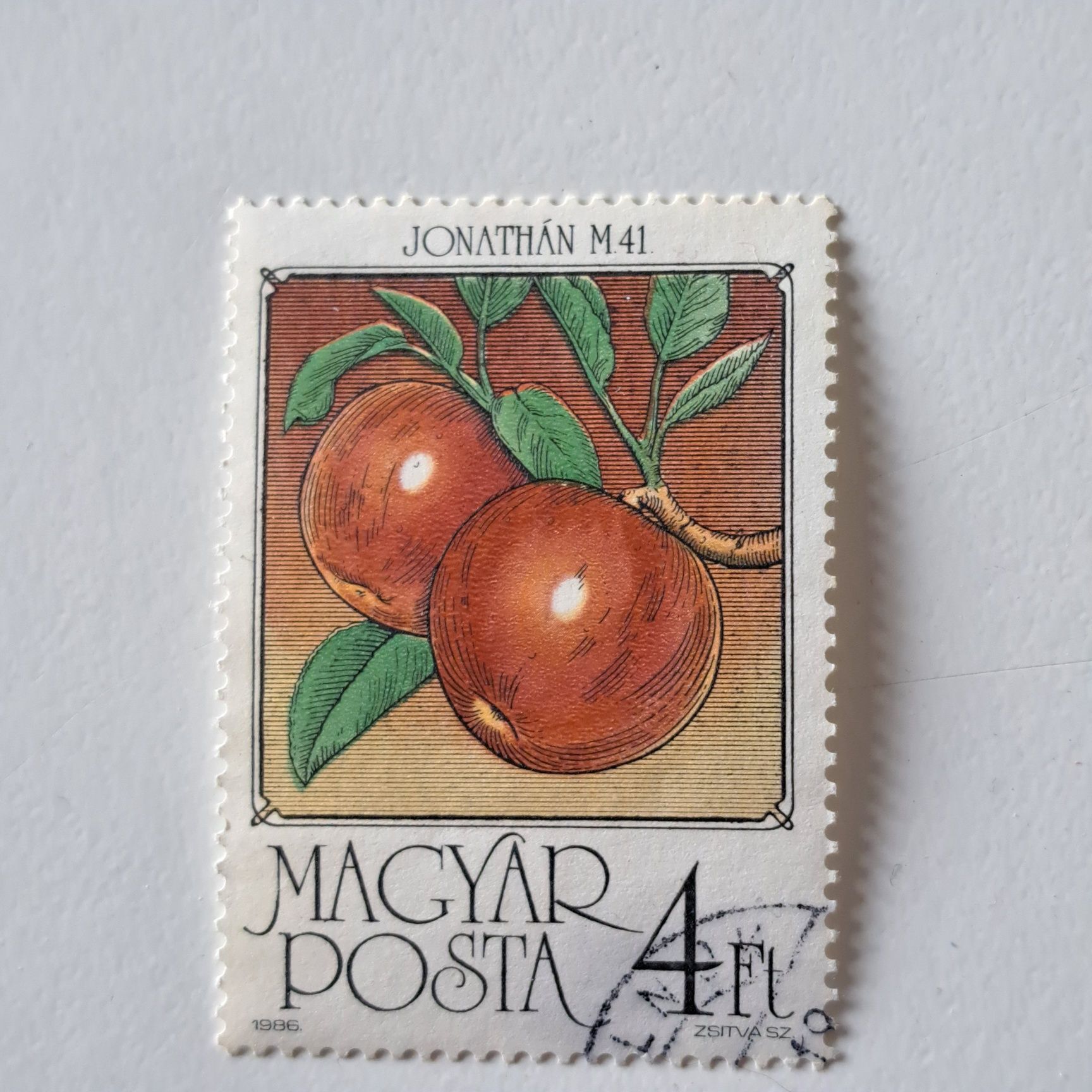 5 węgierskich znaczków pocztowych z motywami owoców (Magyar Posta).