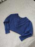 Ciemnoniebieski sweter damski nietoperz dekolt w serek V-neck H&M r. S