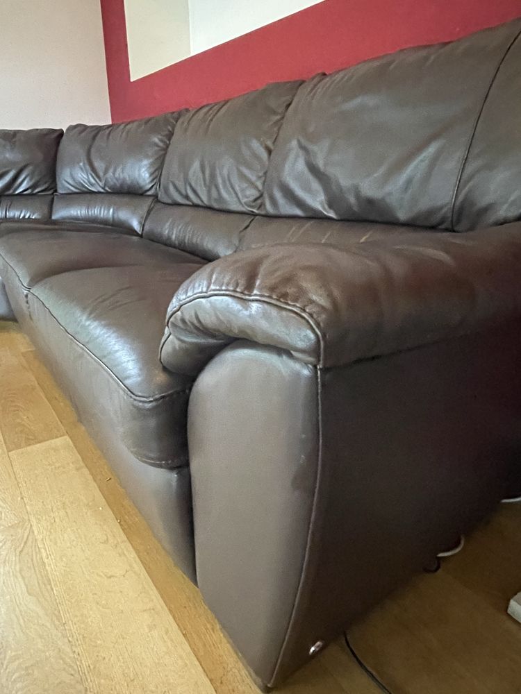Komplet skórzany Natuzzi (sofa, fotel, pufa)