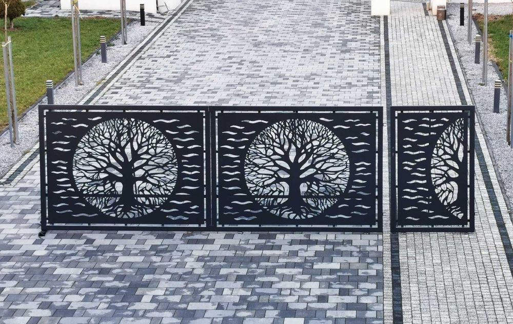 Brama z furtką kpl. ocynk + ral skrzydłowa wypalana przesuwna słupek !