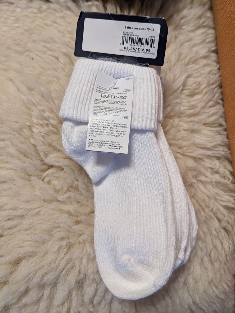 Шкарпетки-гольфи 2 пари носки голфы подколенки Gap 10-12 білі