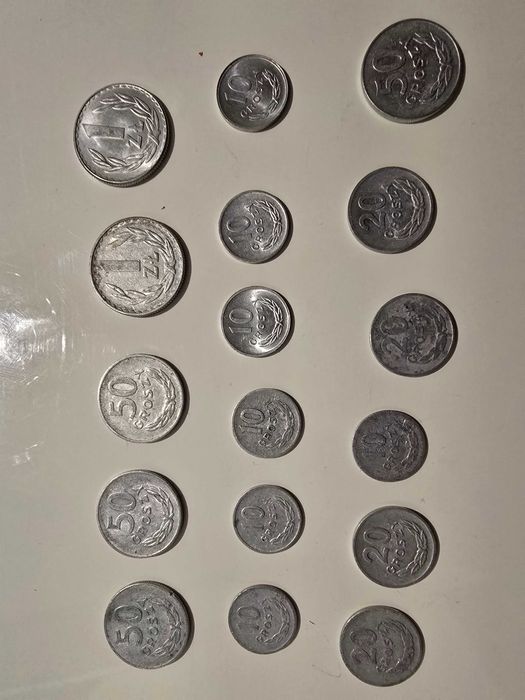 Monety PRL 10, 20,50 groszy, 1 zł. Bez znaku mennicy