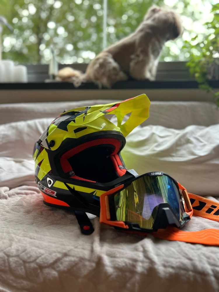 Kask z googlami Moto cros LS2 fast
