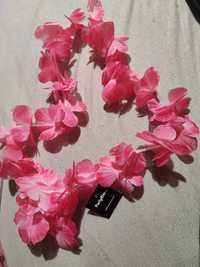Naszyjnik hawajski "Kwiaty", PartyDeco, różowy, 100 cm