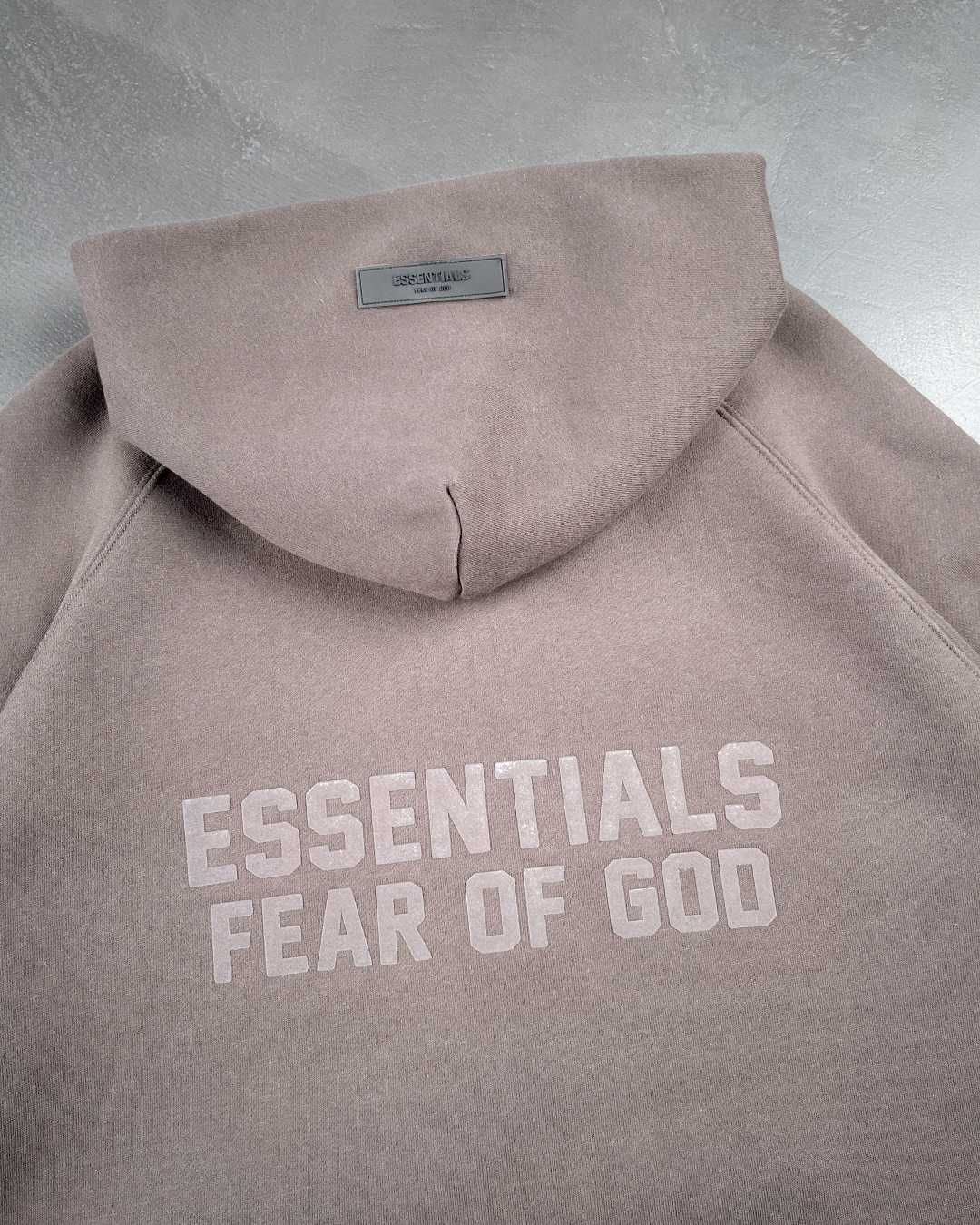 Худі Fear Of God Essentials Logo-Flocked Zip-Up Hoodie Dark Brown