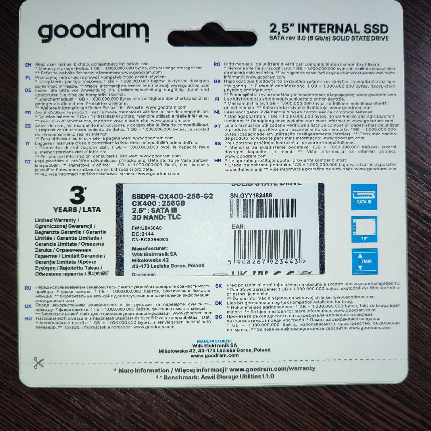 Новый SSD Goodram CL100 120 Gb SATA III 2,5″ GEN.3TLC 3D