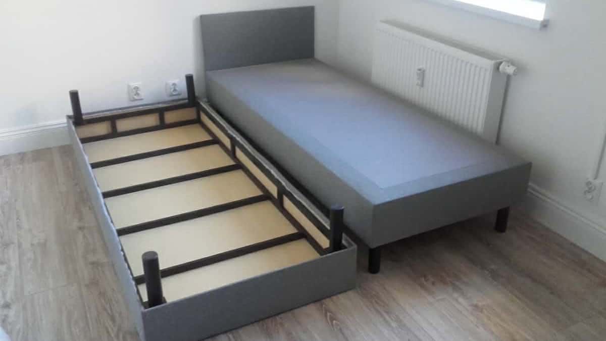 Łóżko hotelowe 90x200 metalowe tapicerowane baza łóżka