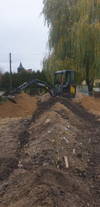 Roboty ziemne, koparko-ładowarka, minikoparka, wyburzenia, wiertnica