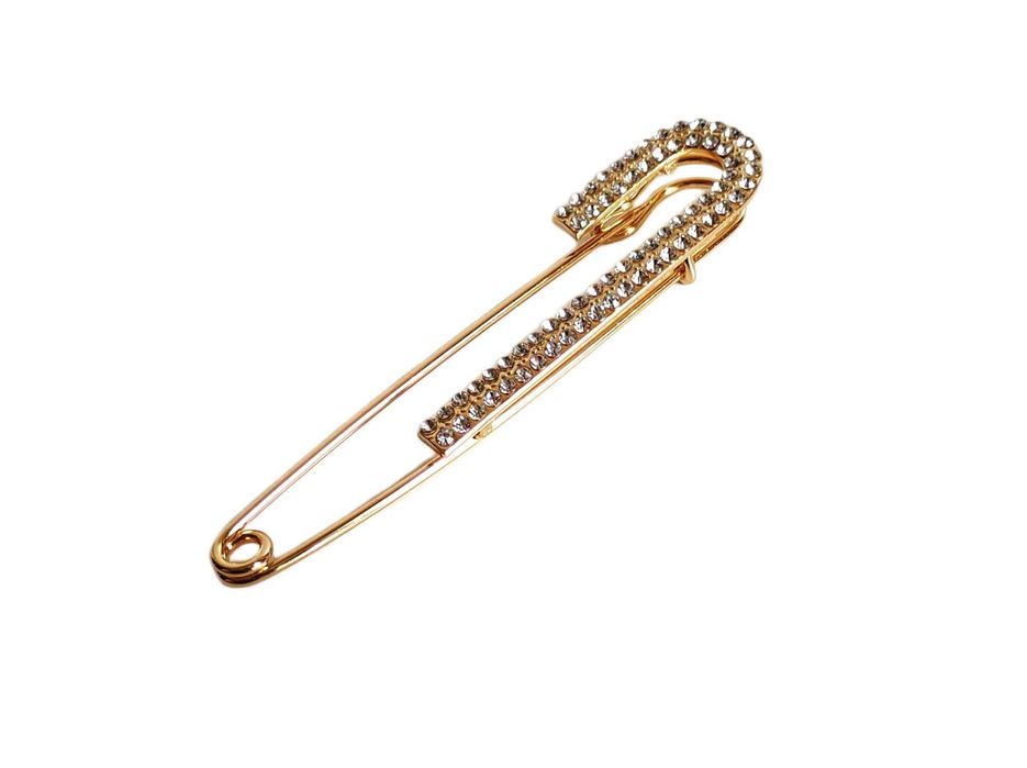 7478. Złota Duża Agrafka z Cyrkoniami.