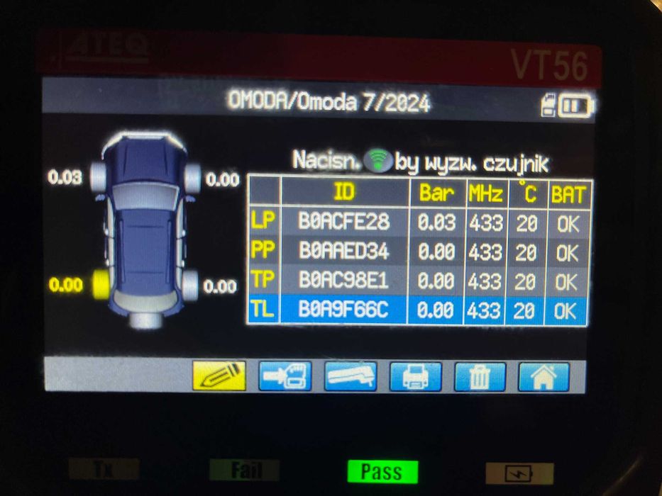 4x czujnik ciśnienia TPMS CHERY OMODA 5 JAECOO 7 - 802000.277AA