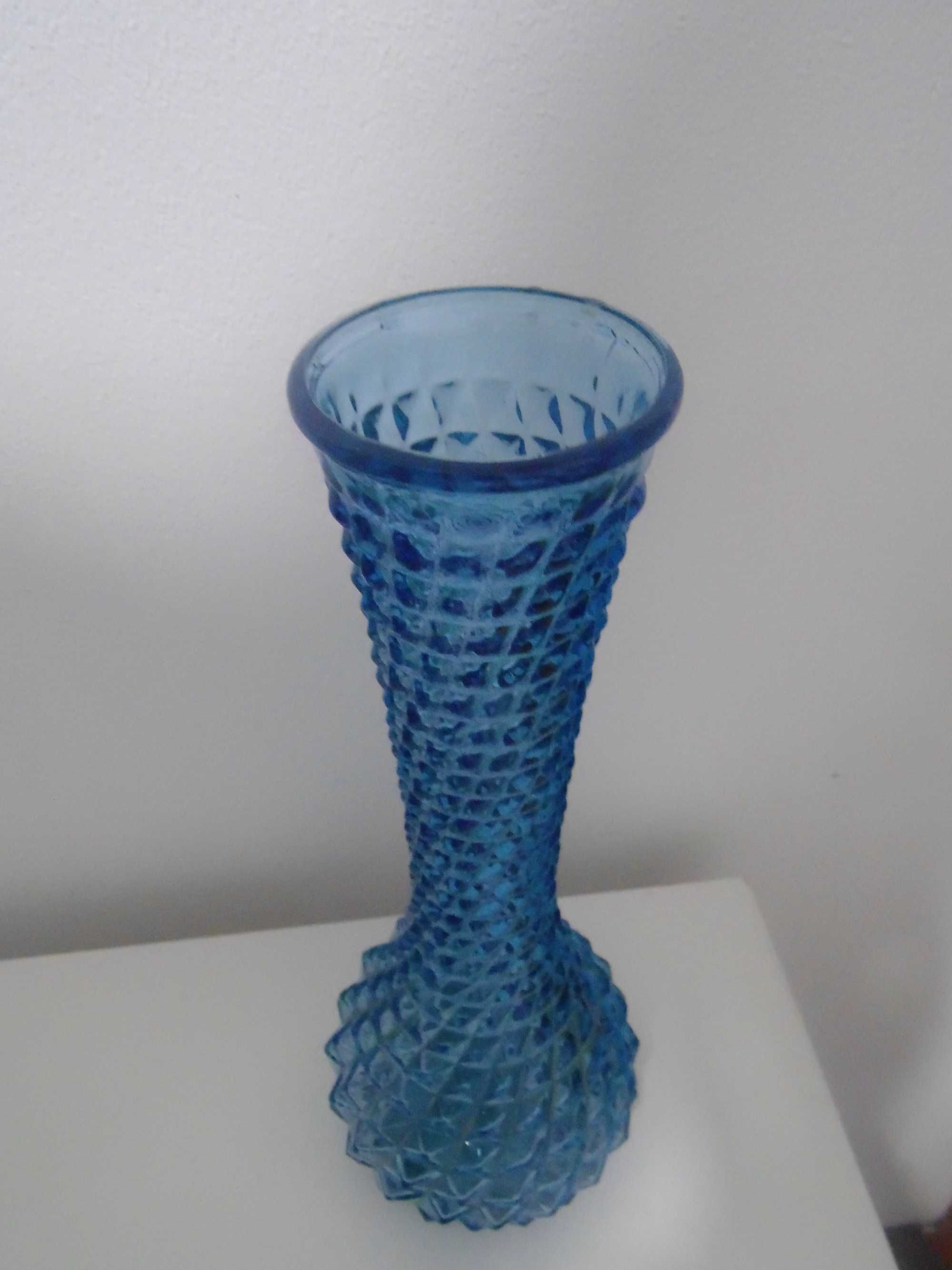 Vaso de vidro azul Empoli vintage da década de 1960 Itália