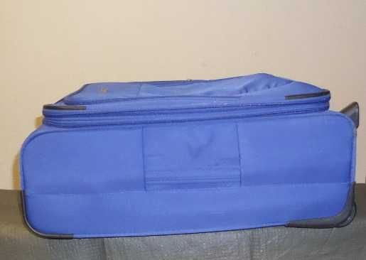 Чемодан тканевый синий, валіза, 2 колеса, размер 60Х40Х24/29 см.